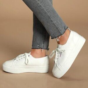 New Superga 2740 Mid Platform Sneaker in White platform skater